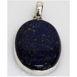 Natural 11.59 g Lapis Oval .925 Sterling Silver Pendant