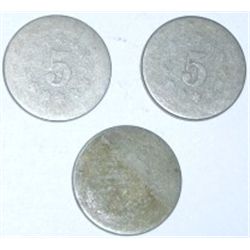3 OLD NICKELS WITH 2 SHEILD & 1 LIBERTY HEAD "V" NICKEL ALL FOR 1 MONEY *WE CAN NOT SEE ANY DATES!!