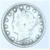 Image 1 : 1908 LIBERTY HEAD "V" NICKEL RED BOOK VALUE IS $10.00+ *NICE EARLY FINE GRADE  NICKEL!!