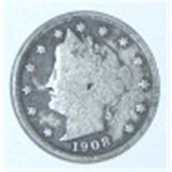 1908 LIBERTY HEAD "V" NICKEL RED BOOK VALUE IS $20.00+ *NICE VERY FINE EARLY NICKEL!!