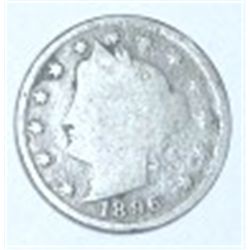 1896 LIBERTY HEAD "V" NICKEL RED BOOK VALUE IS $10.00+ *NICE EARLY NICKEL!! COIN CAME OUT OF SAFE!!