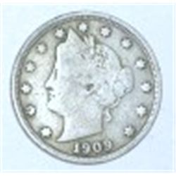 1909 LIBERTY HEAD "V" NICKEL RED BOOK VALUE IS $20.00+ *RARE VERY FINE GRADE EARLY NICKEL!!