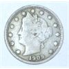 Image 1 : 1909 LIBERTY HEAD "V" NICKEL RED BOOK VALUE IS $20.00+ *RARE VERY FINE GRADE EARLY NICKEL!!