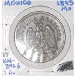 1893 MEXICO M/O 1 CENT *RARE EARLY EXTRA FINE GRADE!! COIN CAME OUT OF SAFE!!