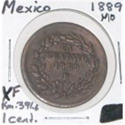 1889 MEXICO M/O 1 CENT *RARE EARLY EXTRA FINE GRADE!! COIN CAME OUT OF SAFE!!