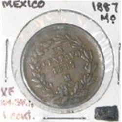 1887 MEXICO M/O 1 CENT *RARE EARLY EXTRA FINE GRADE!! COIN CAME OUT OF SAFE!!