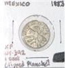 Image 1 : 1883 MEXICO SILVER 1 CENT *RARE CLIPPED PLANCKET EARLY EXTRA FINE GRADE!! COIN CAME OUT OF SAFE!!
