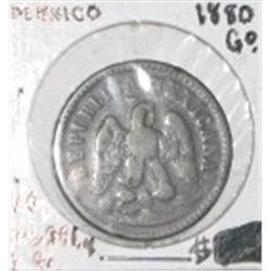 1880 RARE G/O MEXICO 1 CENT *RARE EARLY VERY GOOD GRADE!! COIN CAME OUT OF SAFE!!