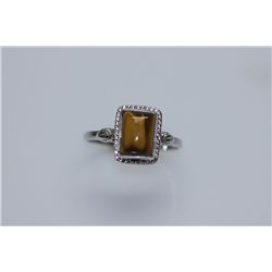 12.25 CTW TIGER EYE RING .925 STERLING SILVER