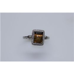 11.65 CTW TIGER EYE RING .925 STERLING SILVER