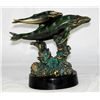Image 1 : MOTHER AND KID WHALES ON PATINA STATUE