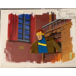 Cyclops Orig X-Men Animation Cel Bkgd Signed Stan Lee