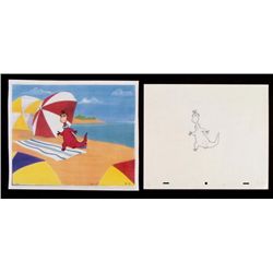 Flintstones Drawing Original Dino Production Cel Art