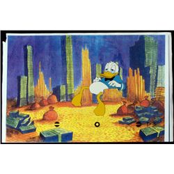 Money Donald Duck Animation Background Cel Orig Rich
