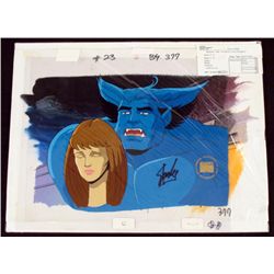 X-Men Orig Animation Bkgd Cel Signed Stan Lee Huge Blue