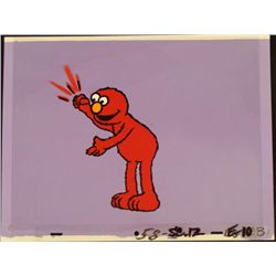 Production Cel Original Elmo Background Arm Up Red