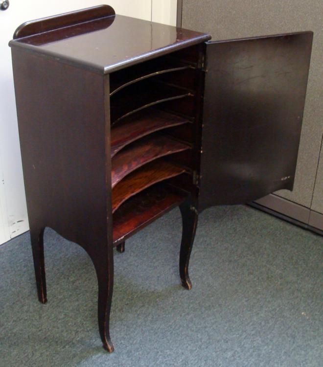 Antique Wood 6 Shelf Record Sheet Music Storage Cabinet