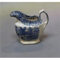 A 19th Century blue and white pottery jug with transfer decoration 4 