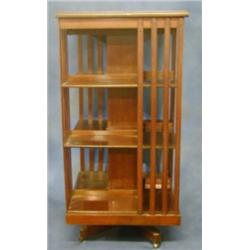 A fine quality Edwardian inlaid mahogany square revolving library bookcase 22 