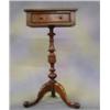 Image 1 : A rectangular walnutwood occasional table fitted a drawer and raised on pillar and tripod supports