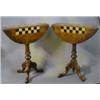 Image 1 : A pair of Victorian figured walnutwood pedestal drop flap tables, the top inlaid chessboards,