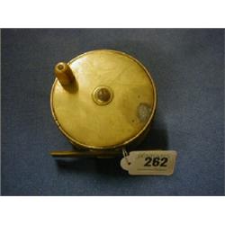 A 19th/20th Century brass fishing reel with ivory handle 3 1/2"