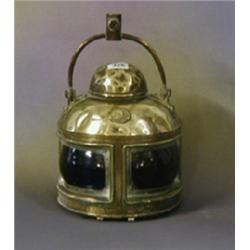 A 19th Century brass ships port and starboard lamp contained in a brass case by Smith Chamberlain