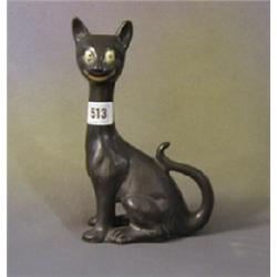 A Galle style pottery figure of a black seated cat 8 