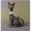 Image 1 : A Galle style pottery figure of a black seated cat 8"