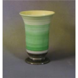 A 1930's Shelley green glazed cylindrical pottery vase, the base impressed 983 8"