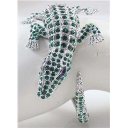 GT0522120006 Impressive Green Crystal and Silver Crocod