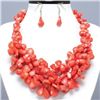 Image 1 : Amazing Cluster Coral Necklace and Earrings Set