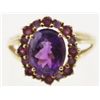 Image 1 : LADIES 10K GOLD AMETHYST CLUSTER COCKTAIL (ET1731)