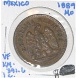 1889 MEXICO M/O 1 CENT EXTREMELY RARE-HARD TO FIND *RARE VERY FINE GRADE* !!