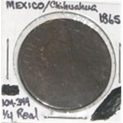 1865 MEXICO/CHIHUAHUA M/O 1 CENT EXTREMELY RARE-SCARCE DATE/HARD TO FIND *LOW MINTAGE*!!
