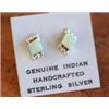 Image 1 : NAVAJO Sterling Silver & Opal Earrings. 3/8" Triangular Design  W Certification Native American Made