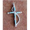 Image 1 : NAVAJO Sterling Silver & Turquoise Cross Pendant  1 1/2" x 3/4"  Nice Design
