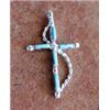 Image 1 : NAVAJO Sterling Silver & Turquoise Cross Pendant  1 1/2" x 3/4"  Nice Design
