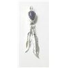 Image 1 : Sterling Silver & Lapis Feather Pendant 1 1/2 Inches Long. Native American Made