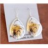 Image 1 : Native American SS w Gold Overlay Oval 2 tone Bear Dangle Earrings by Ray Jack  1" Dangle