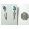 Image 1 : Sterling Silver & Feather Dangle Earrings  Native Indian Made  over 1.5"