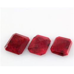 120.37ctw RubyEmeraldCut LooseGemstone lot of 3