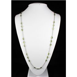 Natural Peridot 45.90CT SilverOvalLinkChainNecklace 11.