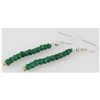 Image 2 : 14.37ct Single Faceted Emerald Silver Hook Earring