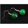 Image 2 : NATURAL 15.30CTW ROUND JADE SILVER HOOK EARRING