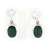 Image 1 : 44ctw Oval Emerald Silver Hook Earring