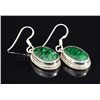 Image 2 : EMERALD BERYL 32.41CTW SILVER HOOK EARRING