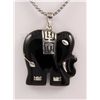 Image 1 : 26.42CTW BLACK JADE ELEPHANT 14KGP SILVER PENDANT