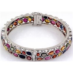 Semi-Precious Bangle Bracelet Rainbow 92.5 Sterling Sil