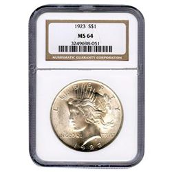 **SALE** Certified Peace Silver Dollar 1923 MS64 NGC